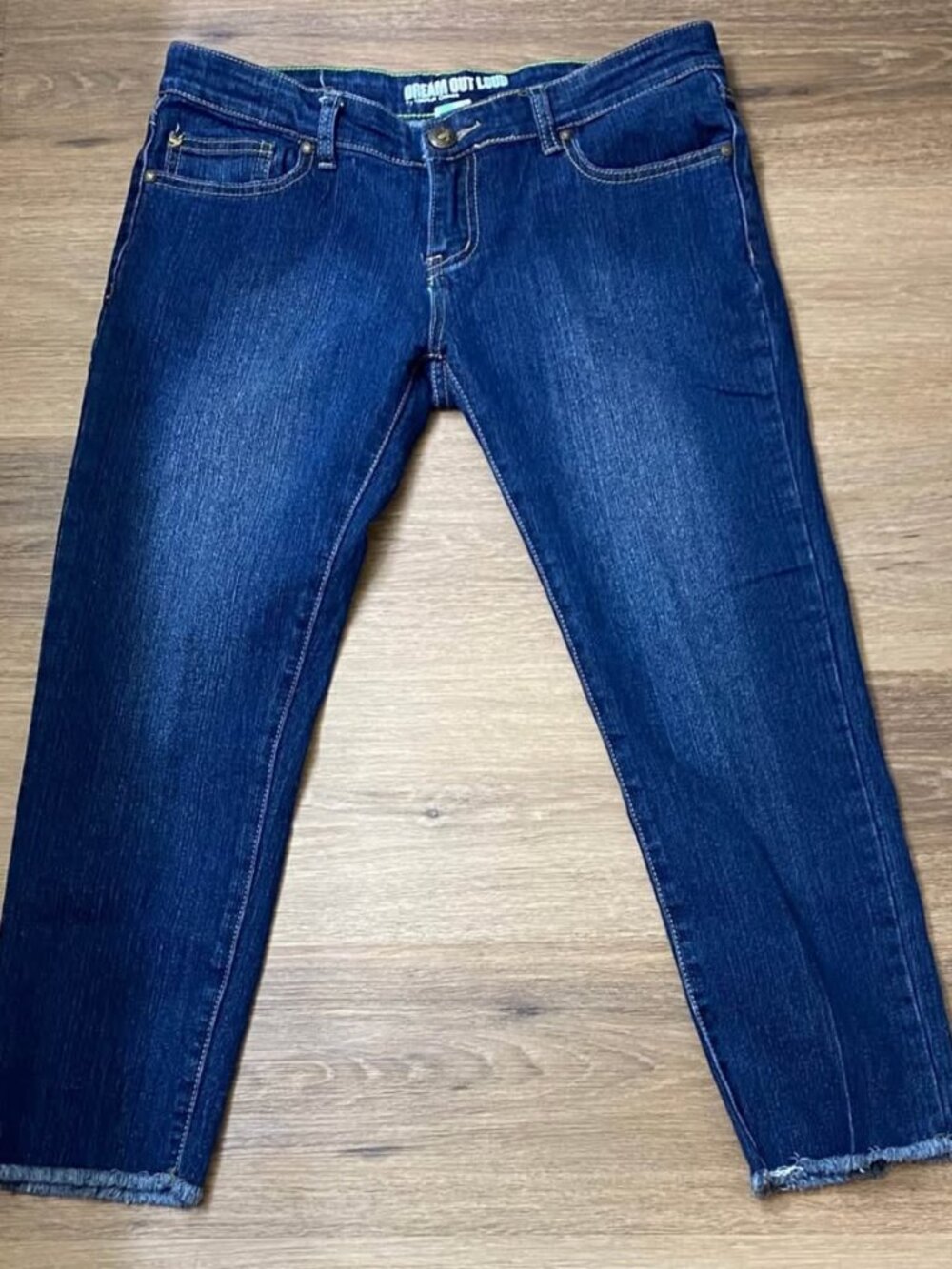 Selena Gomez Dream Out Loud Dark Wash Denim Jeans Bird Pocket Detail Women’s